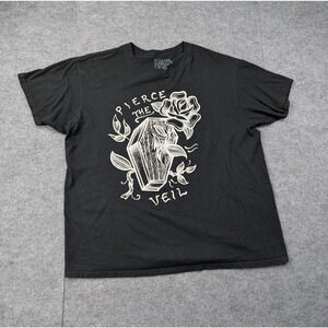 Pierce The Veil Band T Shirt Womens 2X Black Graphic Goth Emo Rock Rose Coffin